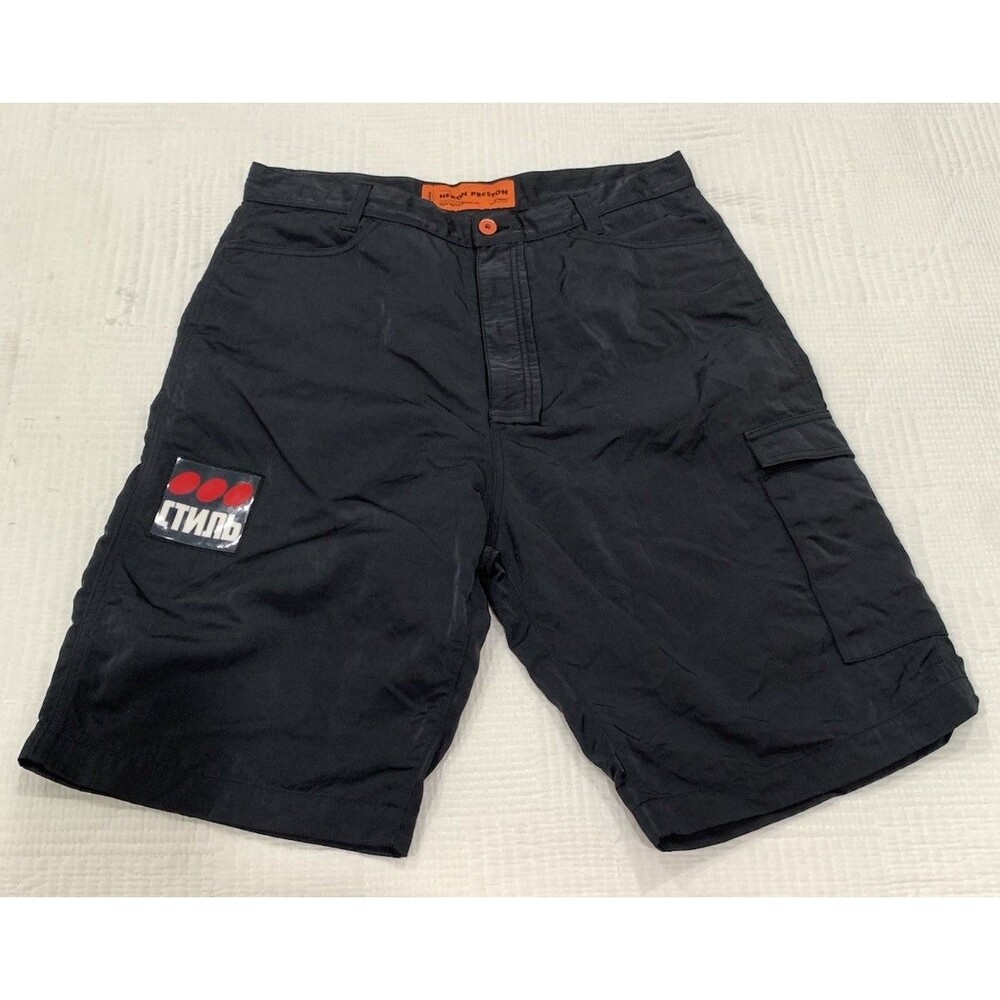 Mens HERON PRESTON Black Canvas Shorts Size: XL